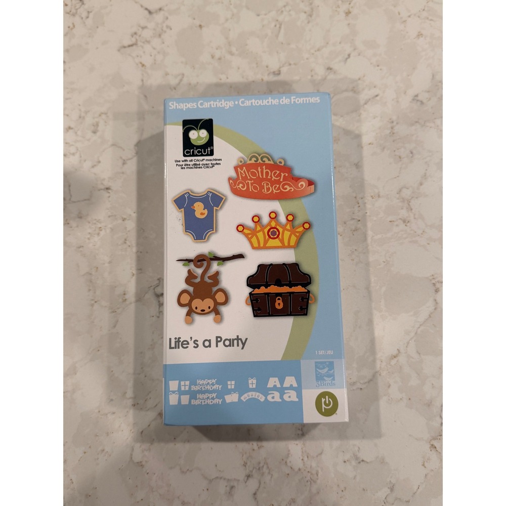 Cricut Life's a Party Shapes Cartridge 3Birds 2000870 New Open Box Scrapbook
